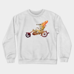 Halloween long pumpkin hat cat riding motorcycle Crewneck Sweatshirt